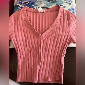 Pink V Neck Tee Shirt